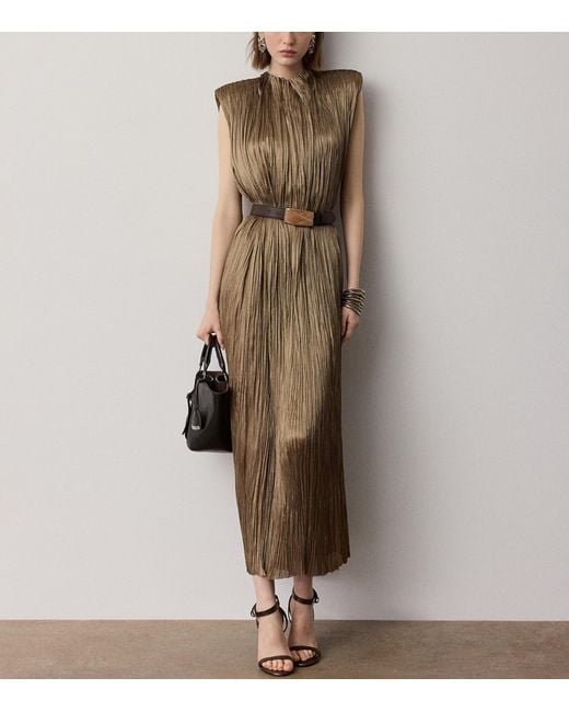Ralph Lauren Natural Pleated Virna Maxi Dress