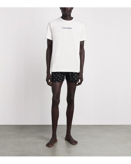 Calvin Klein White Cotton Logo Pyjama Top for men