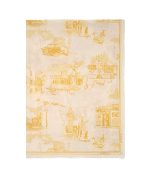 Burberry Metallic Wool-Silk London Landmarks Scarf