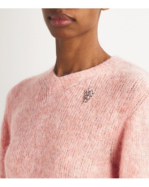 Simone Rocha Pink Alpaca-Blend V-Neck Sweater