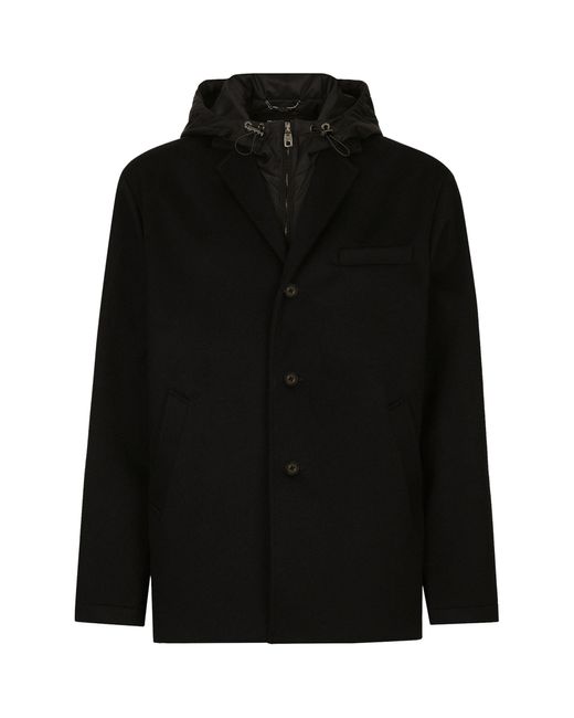 Dolce & Gabbana Black Layered Hooded Jacket for men