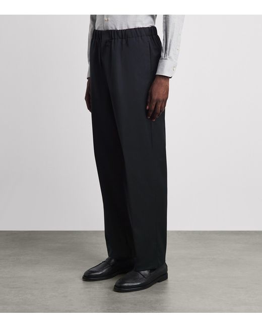Lardini Blue Wool-Blend Easy Wear Trousers for men