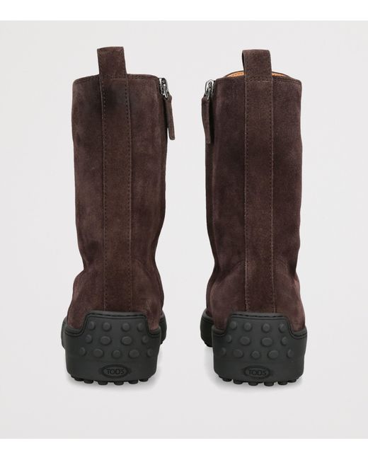 Tod's Brown Suede Winter Gommino Lace-Up Ankle Boots