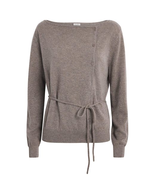 St. Agni Brown Cashmere Belted Asymmetrical Cardigan