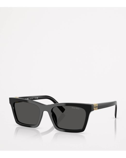 Miu Miu Black Acetate Rectangular Sunglasses