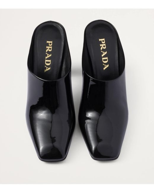 Prada Black Patent Leather Heeled Mules 85