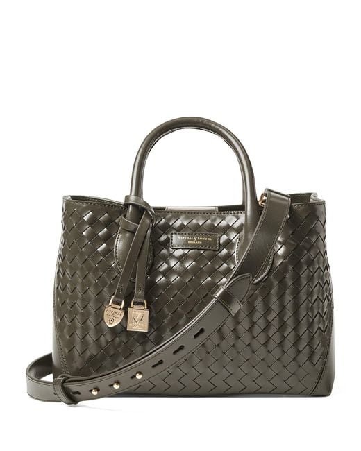 Aspinal Black Midi Leather London Tote Bag
