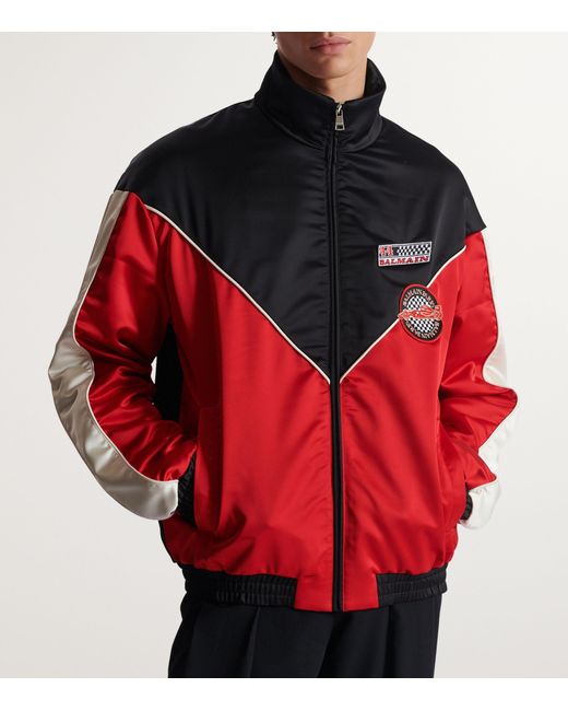Balmain Red Satin Racing Jacket for men