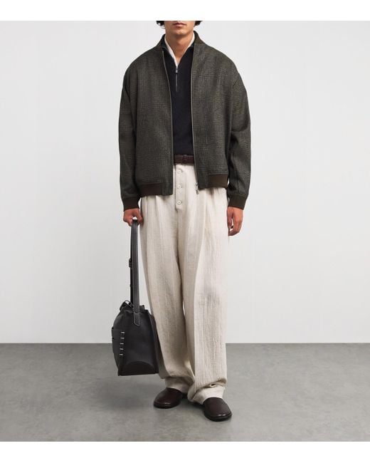 Barena Blue Wool Quarter-Zip Sweater for men