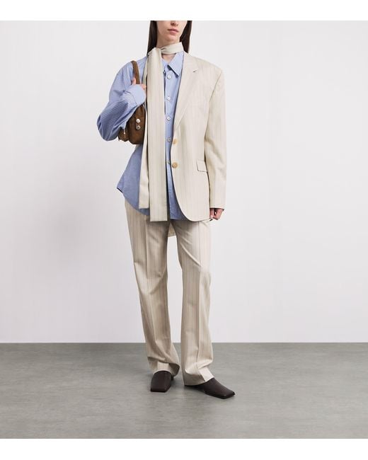 Acne Natural Wool Pinstripe Straight Trousers