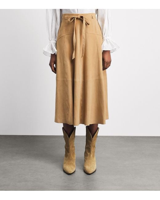 Polo Ralph Lauren Natural Suede Midi Skirt