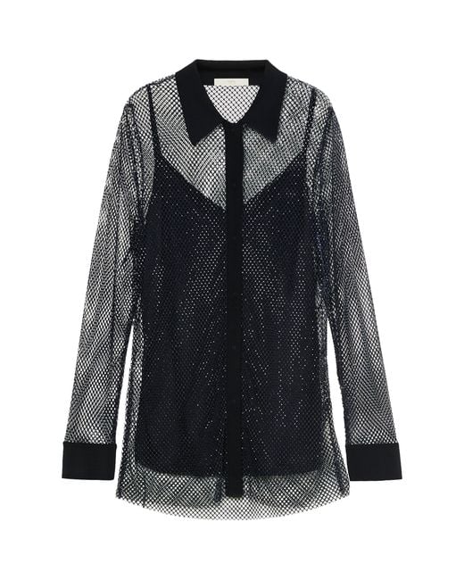Marina Rinaldi Black Embellished Mesh Shirt