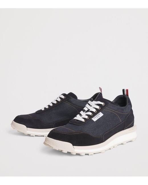 Thom Browne Blue Denim Alumni Sneakers for men