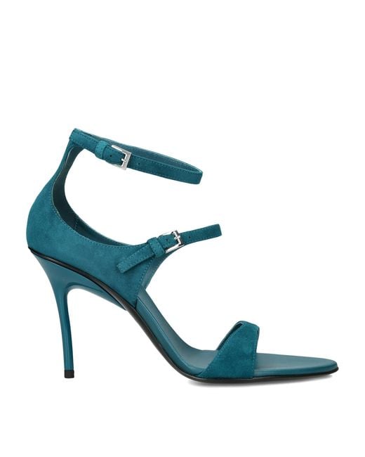Alaïa Blue Suede Drop Strappy Sandals 90