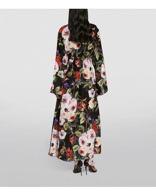 Dolce & Gabbana Black Silk Floral Shirt Dress