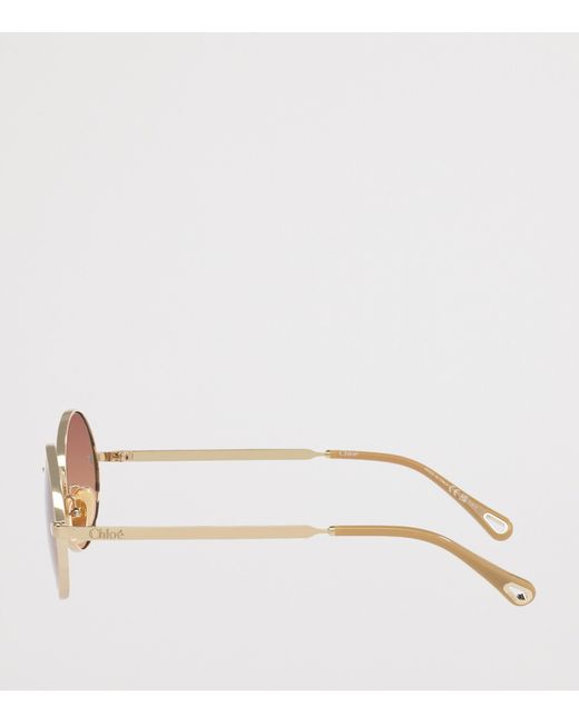 Chloé Pink Metal Aly Round Sunglasses