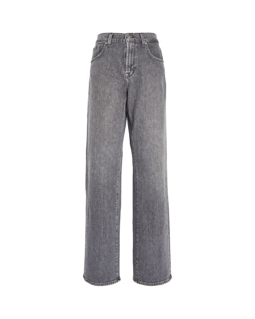 7 For All Mankind Gray Tess High-rise Straight Jeans