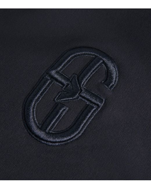 Emporio Armani Blue Double-Jersey Zip-Up Hoodie for men
