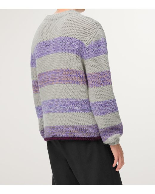Loewe Gray Wool-Blend Striped Sweater for men