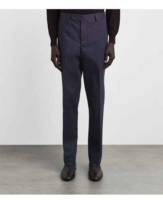 Ralph Lauren Blue Wool Gabardine Straight Trousers for men