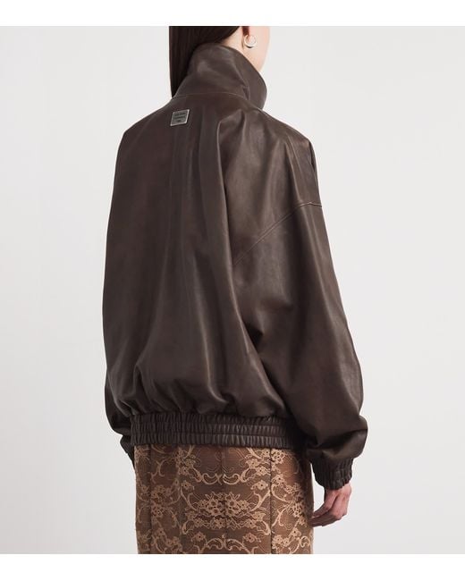 Acne Brown Leather Bomber Jacket