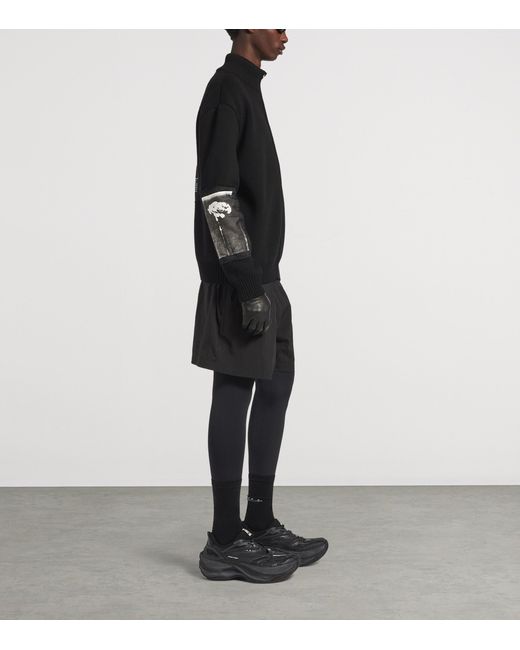 Balenciaga Black Wool Artwork Patch Zip-Up Jacket for men