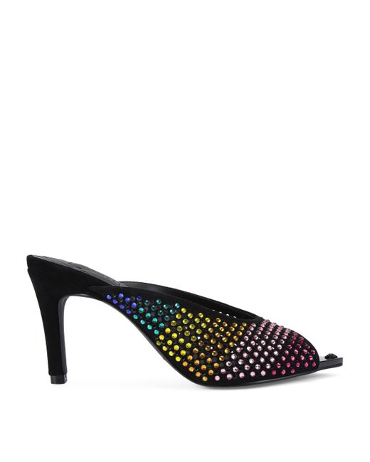 Kurt Geiger Black Suede Embellished Heeled Mules