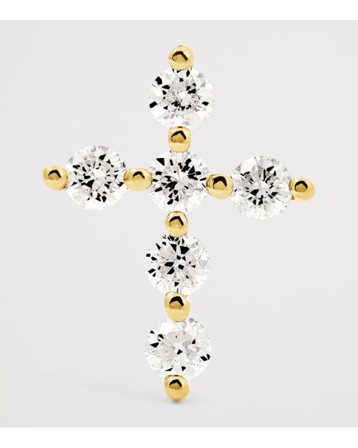 PERSÉE Metallic And Diamond Cross Single Stud Earring