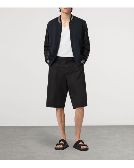 AllSaints Blue Taishi Varsity Bomber Jacket for men