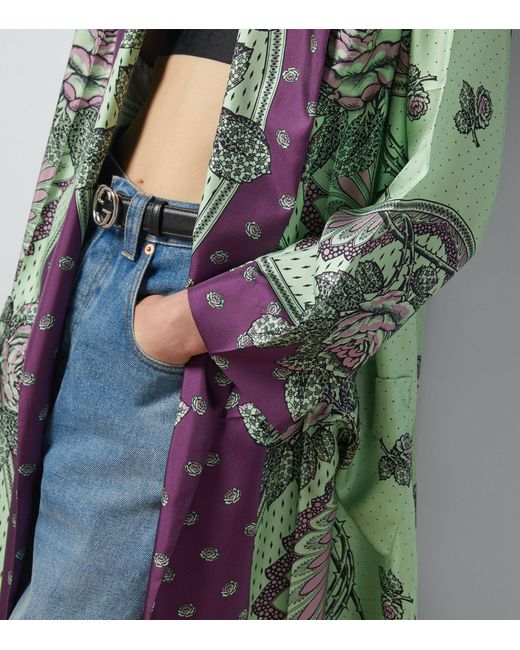 Gucci Purple Silk Printed Robe
