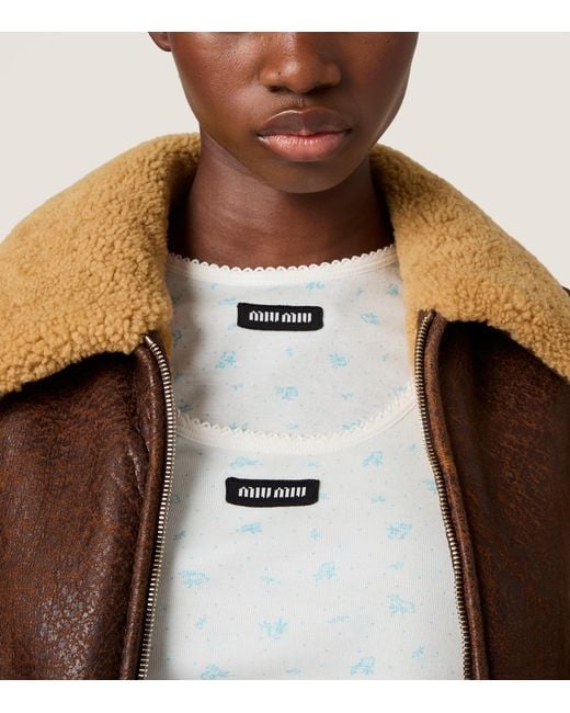 Miu Miu White Cotton Jersey Ribbed Tank Top