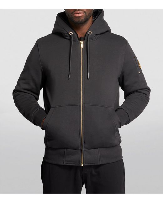 Moose Knuckles Black Linden Bunny Zip-Up Hoodie for men