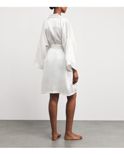Olivia Von Halle White Mimi Silk Robe