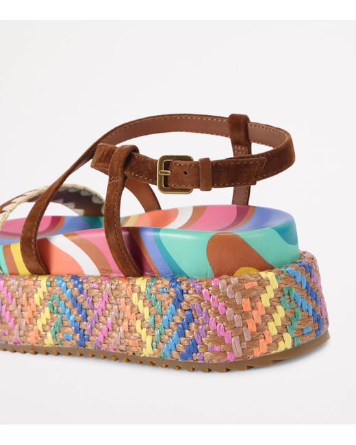 Kurt Geiger Multicolor Suede Chelsea Flatform Sandals