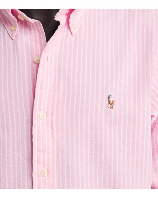 Polo Ralph Lauren Pink Cotton Seersucker Stripe Shirt for men