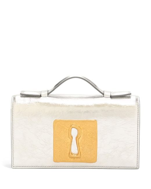 Schiaparelli Metallic Leather Keyhole Top-Handle Bag