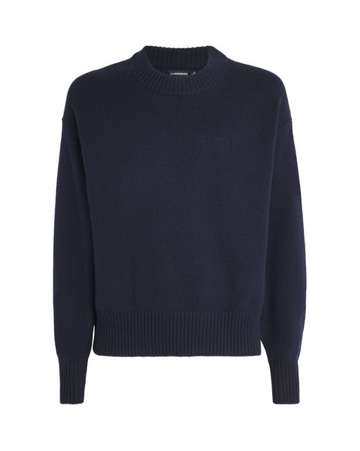 J.Lindeberg Blue Wool-Bci Cotton Eddy Sweater for men