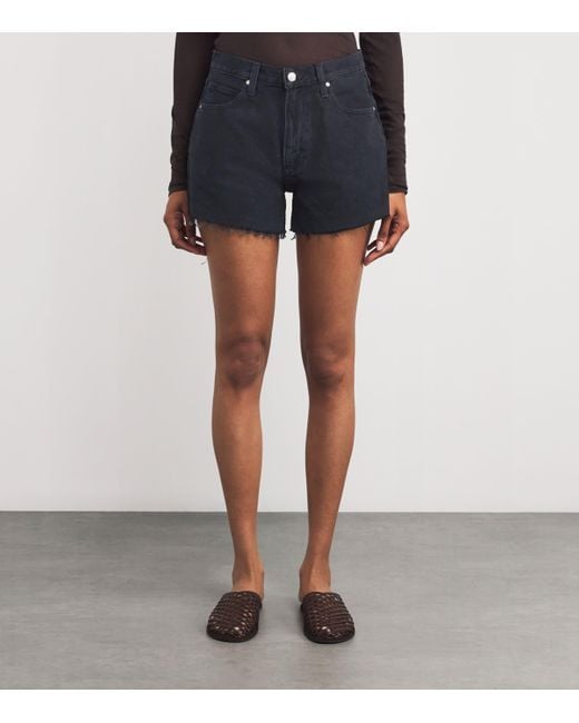 PAIGE Blue Raw-Hem Archie Denim Shorts