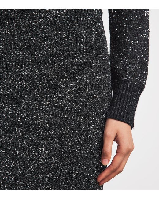 Toccin Gray Knitted Sequin Alisha Midi Skirt