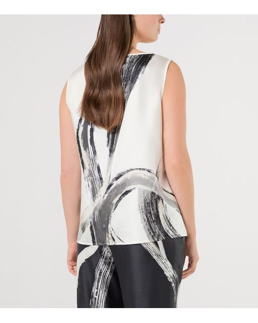 Marina Rinaldi White Silk Printed Blouse