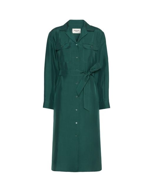 Weekend by Maxmara Green Silk Shirt Midi Dress