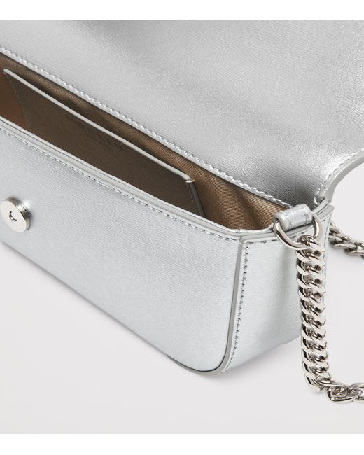 McQueen Gray Small Leather Skull Flower Cross-Body Bag