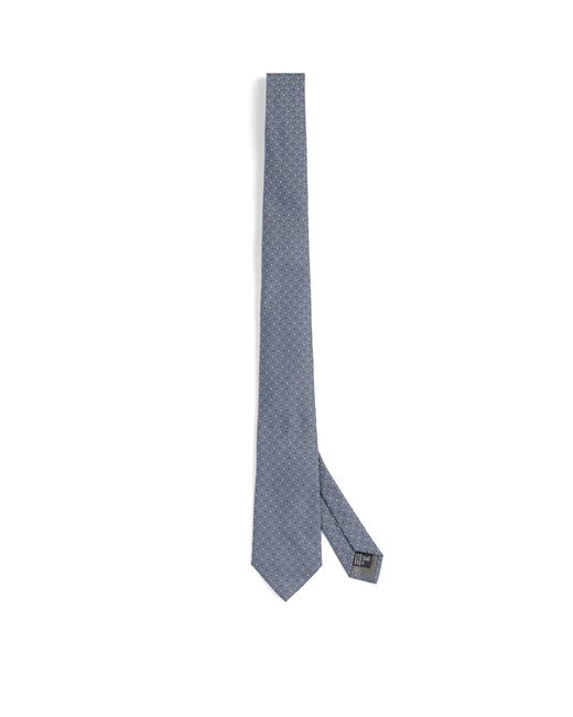 Emporio Armani Blue Silk Woven Dotted Tie for men