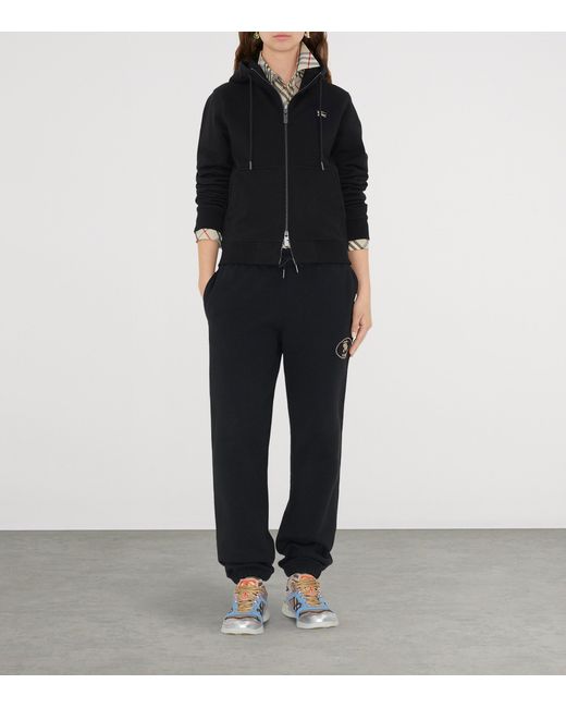 Burberry Black Cotton Knight Stamp Hoodie