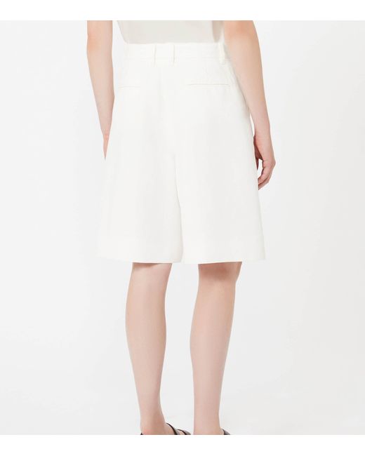 Max Mara White Cotton-Linen Sole Bermuda Shorts