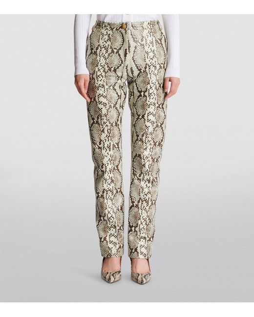 Balmain Natural Leather Snakeskin-effect Trousers