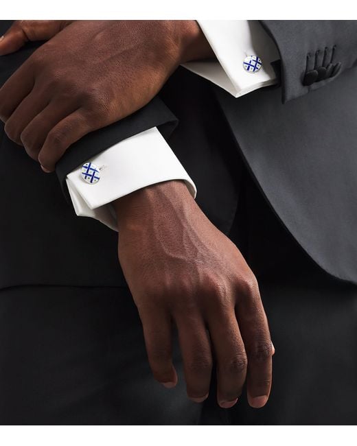 Deakin & Francis Blue Sterling Fancy Pattern Cufflinks for men
