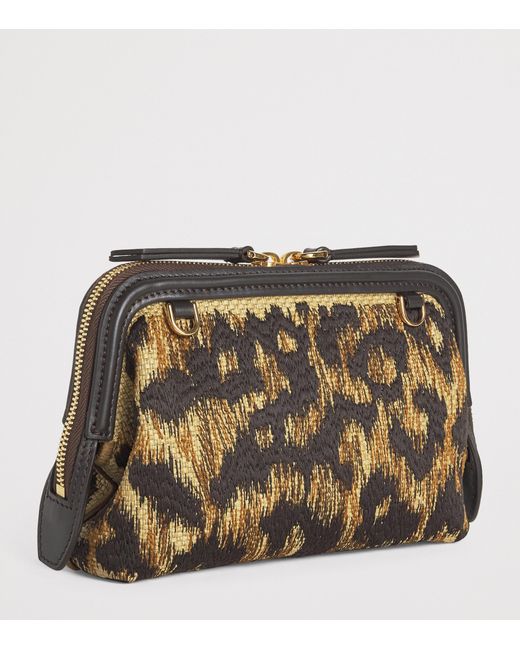 Etro Brown Raffia Embroidered Doc Cross-Body Bag