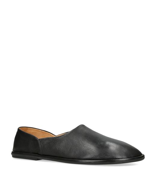 The Row Black Leather Canal Loafers for men