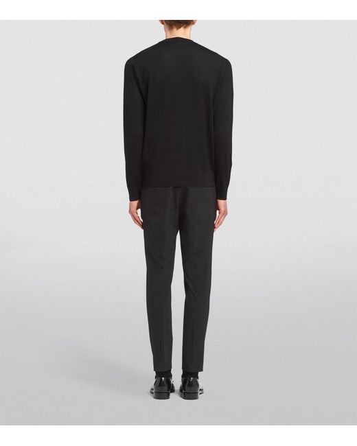 Prada Blue Wool Logo Sweater for men